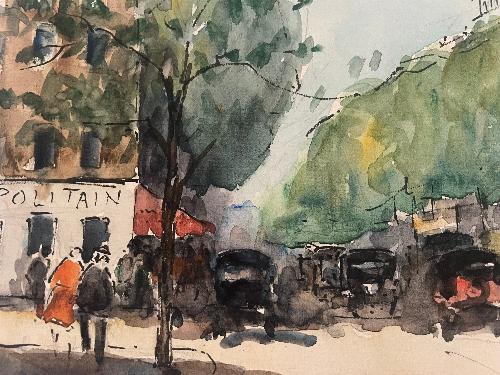 Les Grands Magasins sur le Boulevard Haussman (9" x 12")