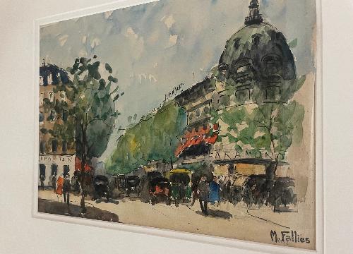 Les Grands Magasins sur le Boulevard Haussman (9" x 12")