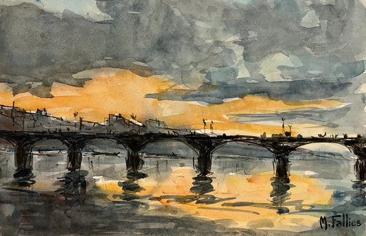 Paris Sunset on the Seine IV (10.25" x 6.75")