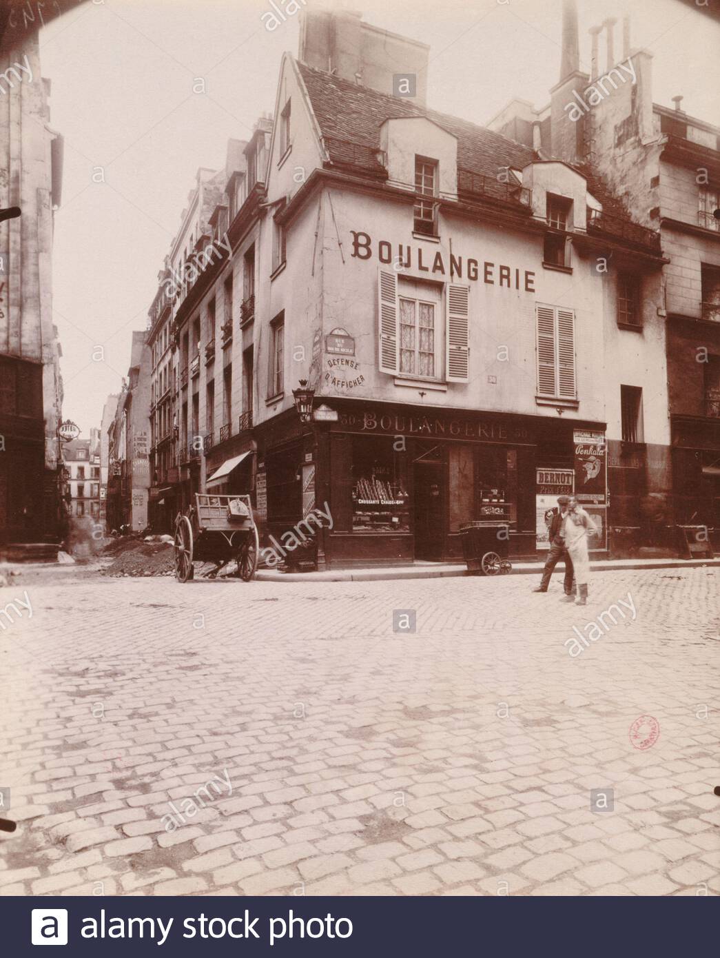 Original Maurice Fallies (1883-1965) : Paris Rue des Ecouffes 4e (15"x12")
