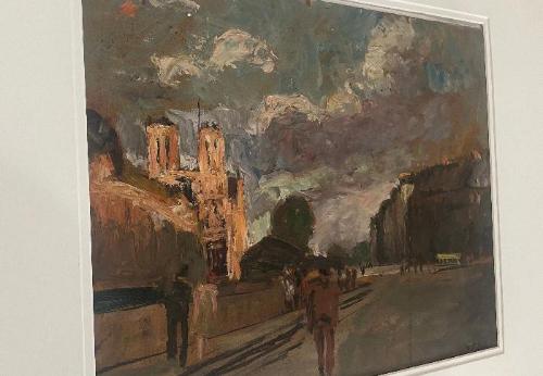 Along the Seine Towards Notre Dame by Maurice Fallies (12.5" x 15.5")