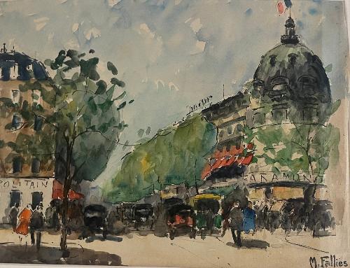 Les Grands Magasins sur le Boulevard Haussman (9" x 12")