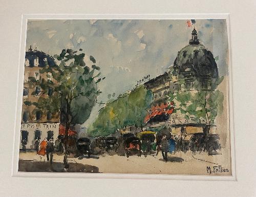 Les Grands Magasins sur le Boulevard Haussman (9" x 12")