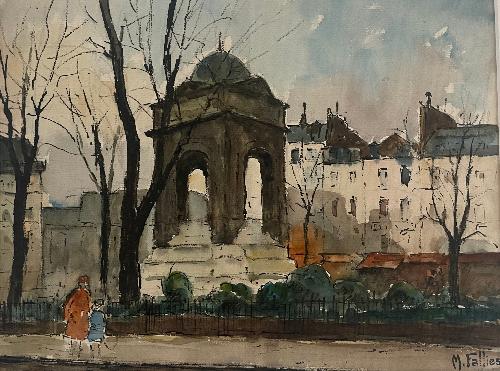 Fontaine des Innocents by Maurice Fallies (9" x 12")