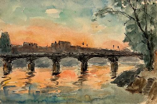 Paris Sunset on the Seine V (11.75" x 7.75")